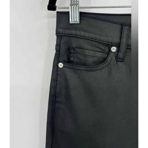 NEW! Banana Republic 28 High Rise $120 Straight Leg Wax Coated Jeans Crop Black - Picture 8 of 12